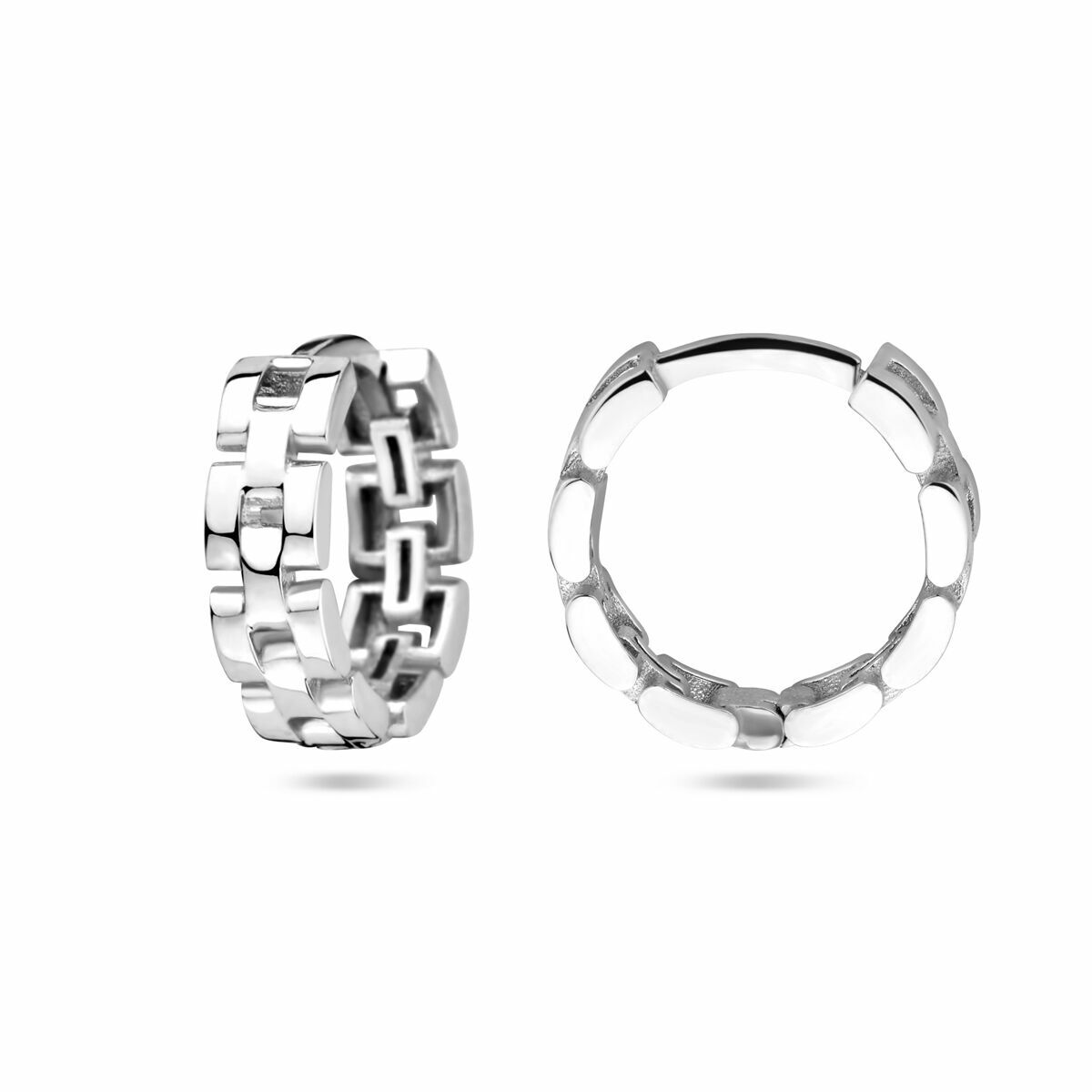 aros de eslabones en plata rodiada