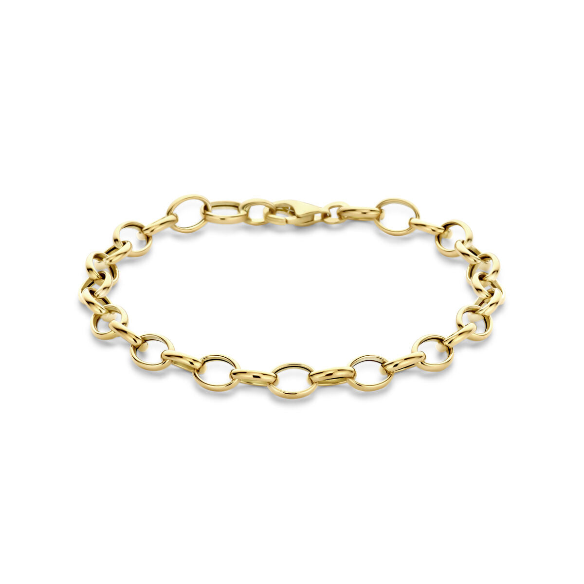 Pulsera de eslabones fantasía de 6,0 mm en oro amarillo de 14 quilates, 19 cm de largo.