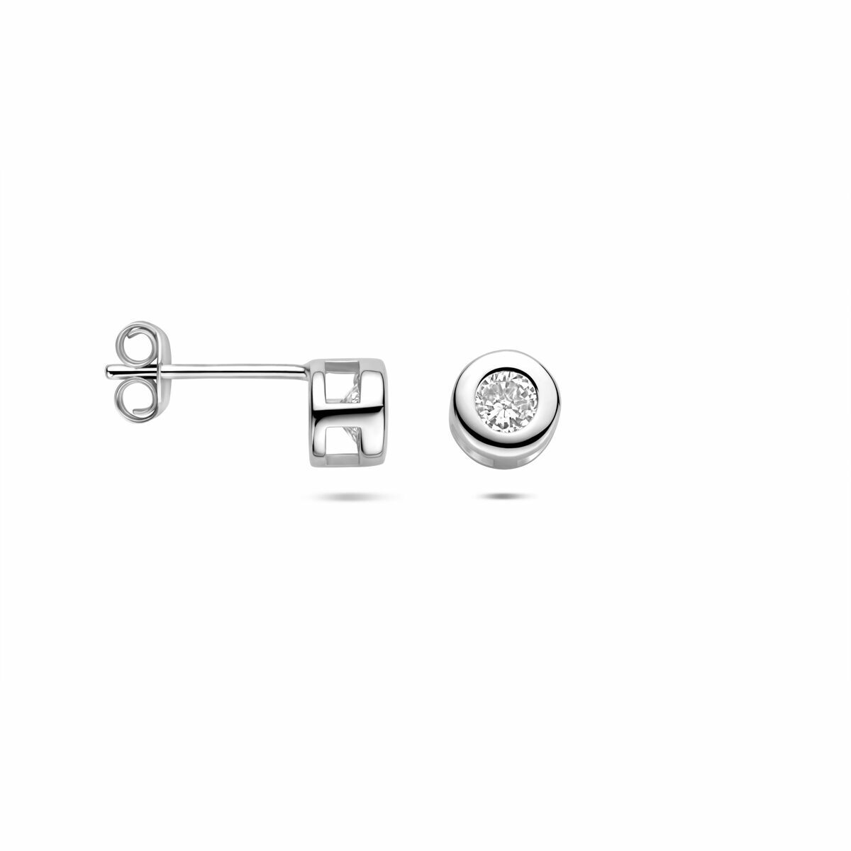 Pendientes de botón de plata con circonitas – plata 925 rodiada