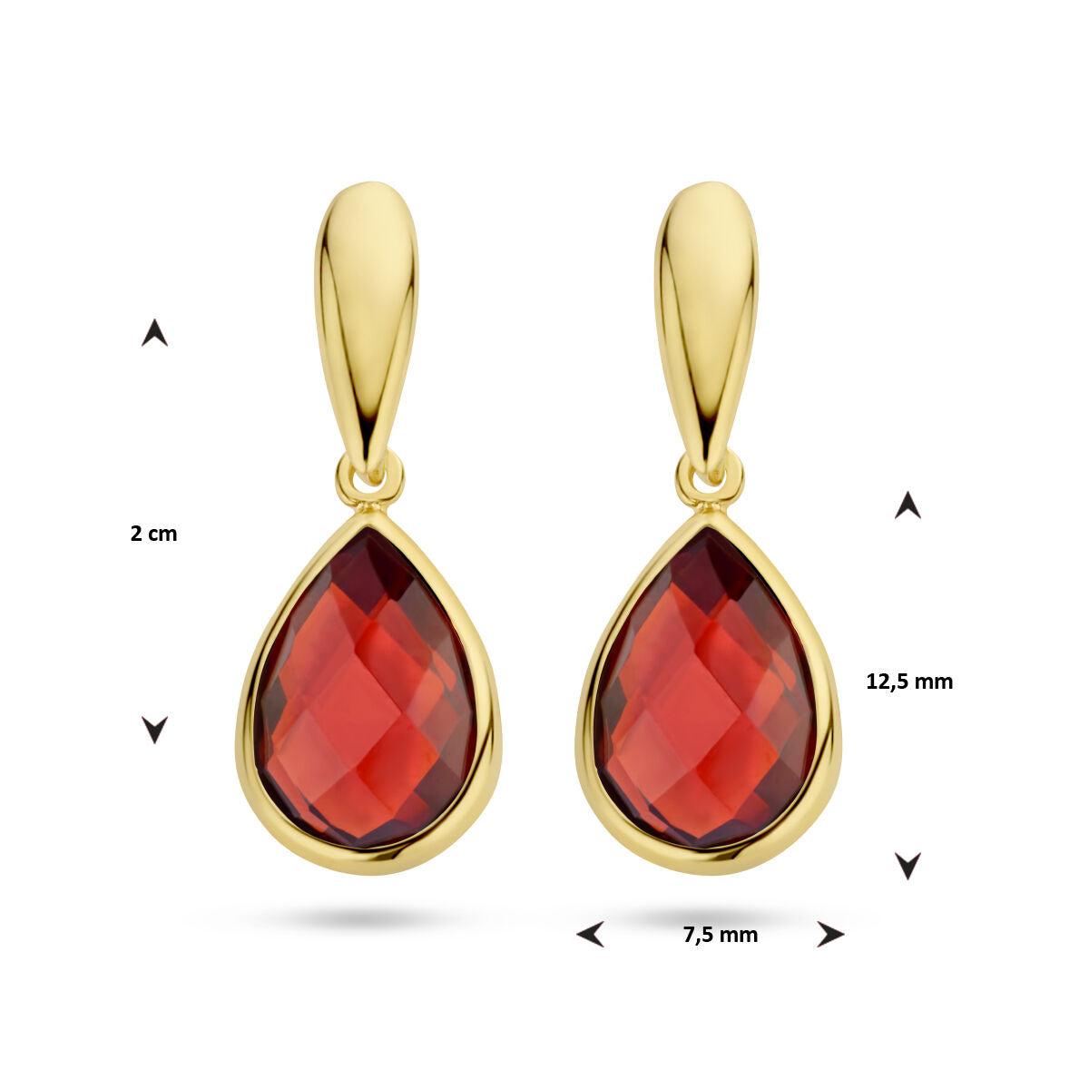 pendientes granate 14K oro amarillo
