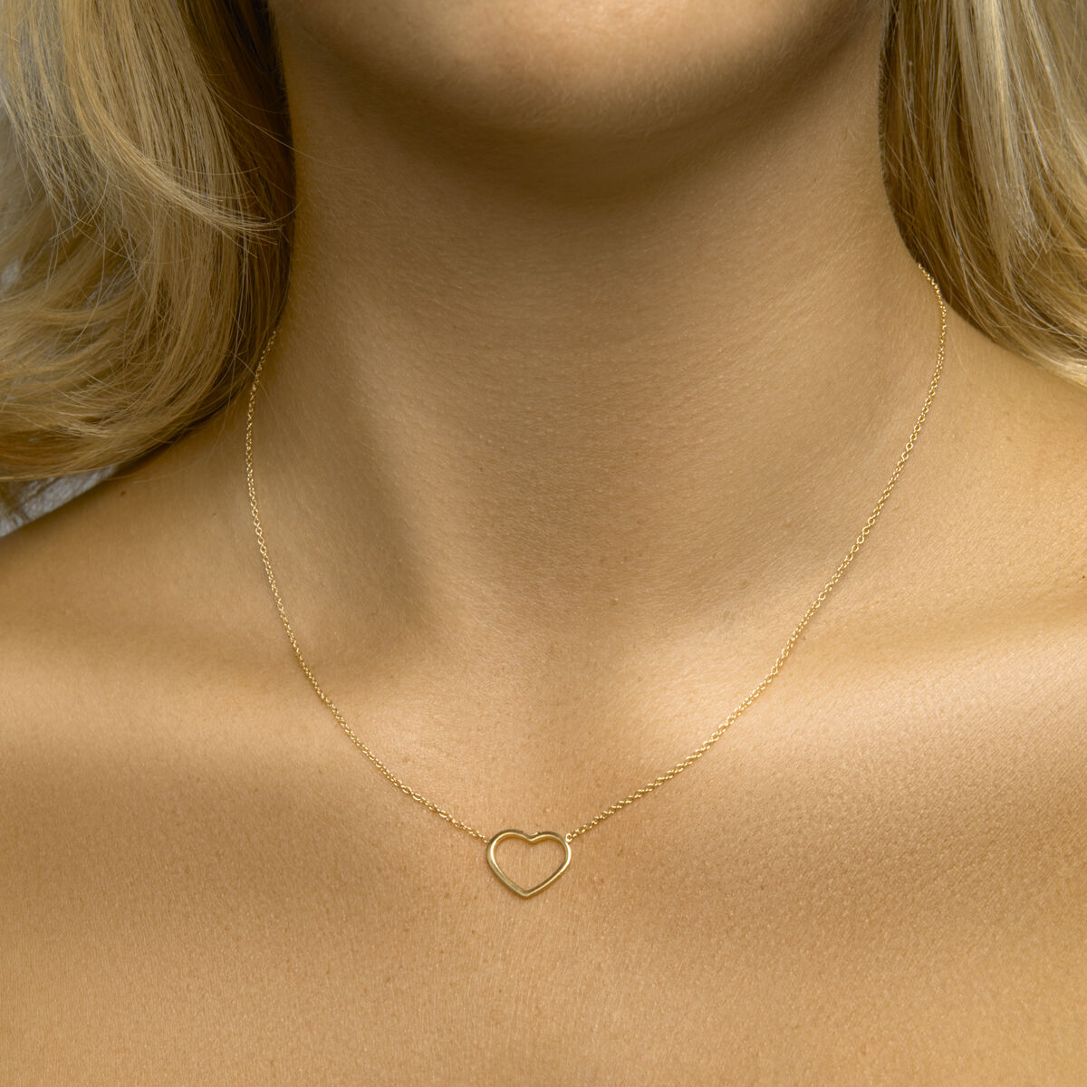 collar corazón 41 + 5 cm 3 micrones plata chapado en oro amarillo