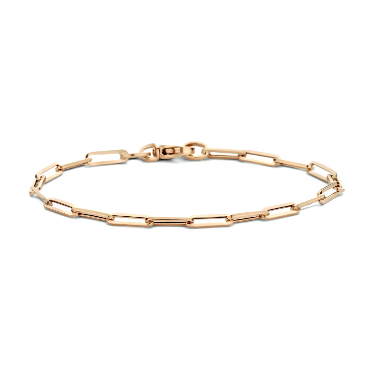 Pulsera de eslabones en tubo cuadrado de 14K en oro rosado.