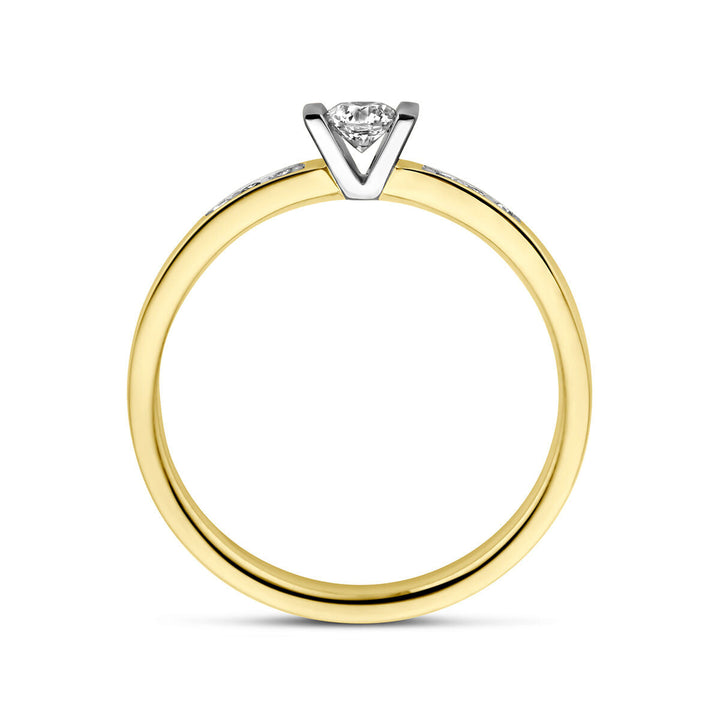 ring diamant 0.20ct h si 14K bicolor goud geel/wit