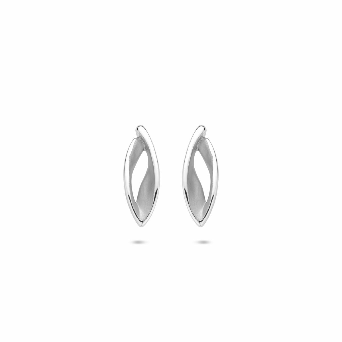 Pendientes de plata 925 rodiada con acabado pulido/mate, forma alargada de 12x4mm.
