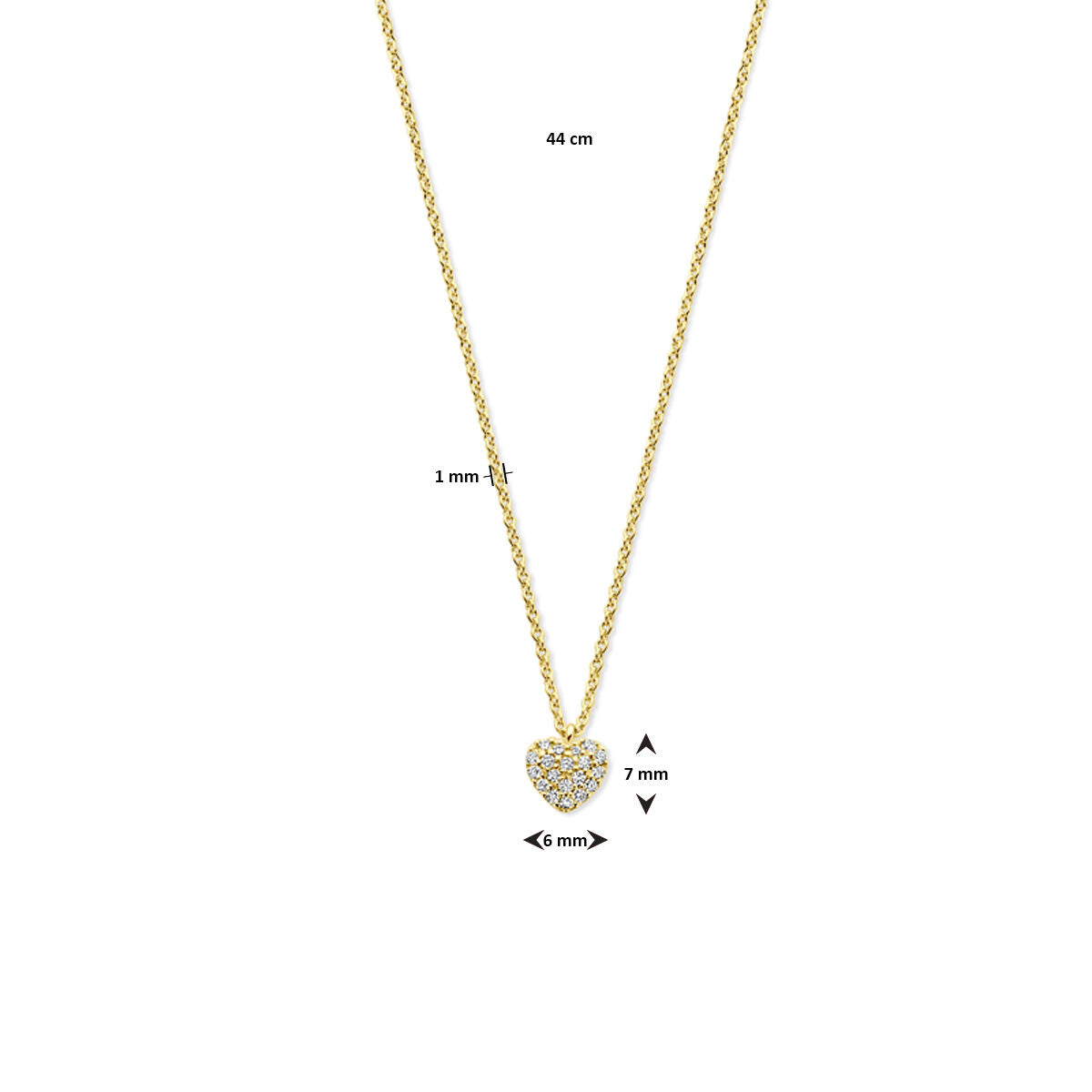 collar corazón diamante 0.09ct h si 44 cm 14K oro amarillo