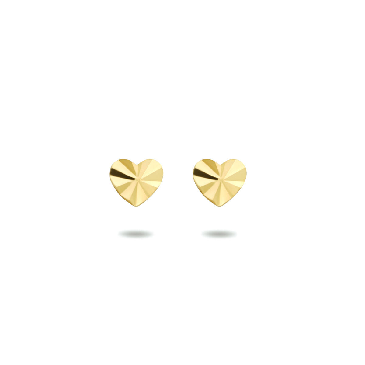 pendientes de botón corazón diamantado en oro amarillo 14K