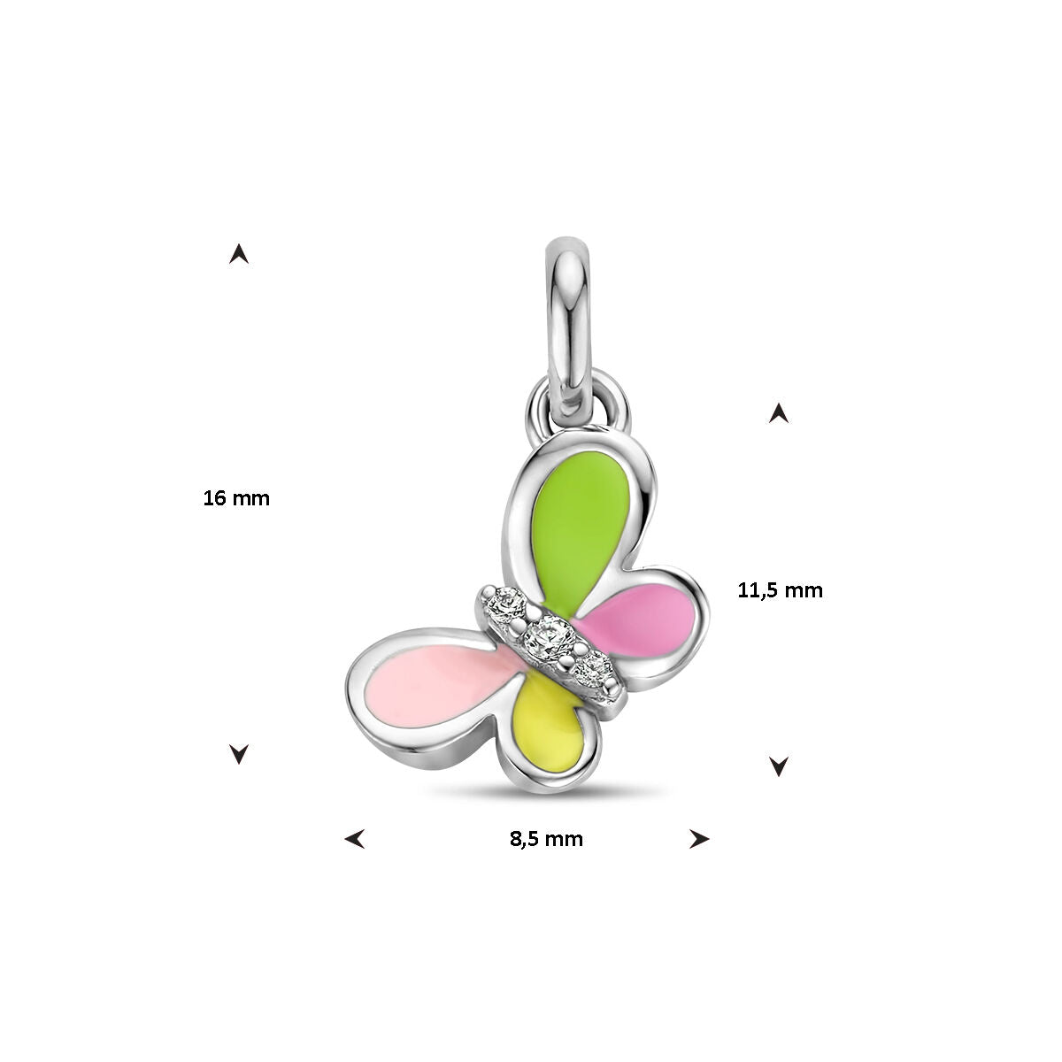 colgante mariposa de circonita plata rodiada