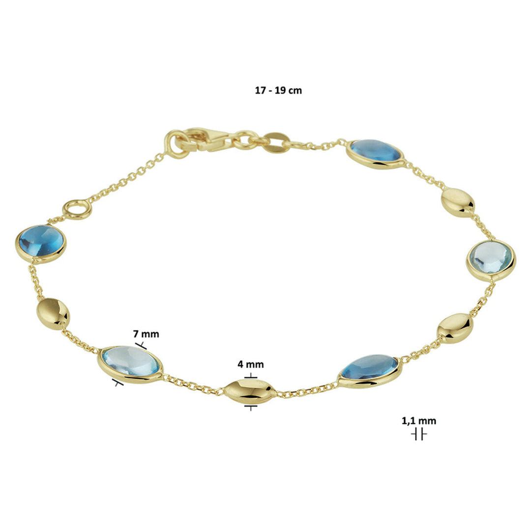 Gouden armband dames london blue en blauw topaas 14K