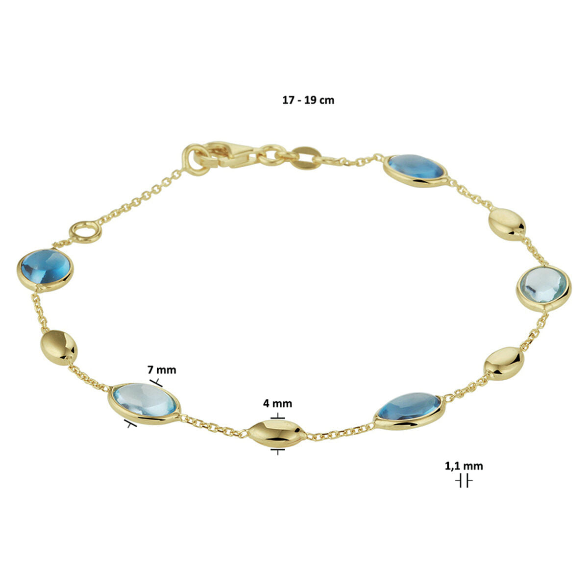 Pulsera de mujer oro con london blue y topacio azul 14K