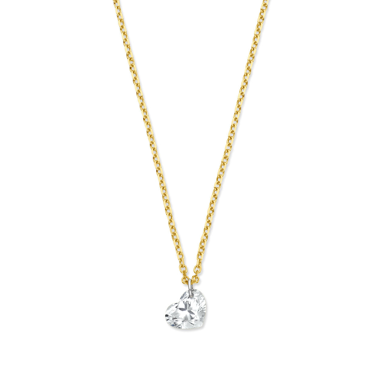 Collar de oro amarillo de 14K con colgante en forma de corazón y diamante lab-grown de 0,25 ct.