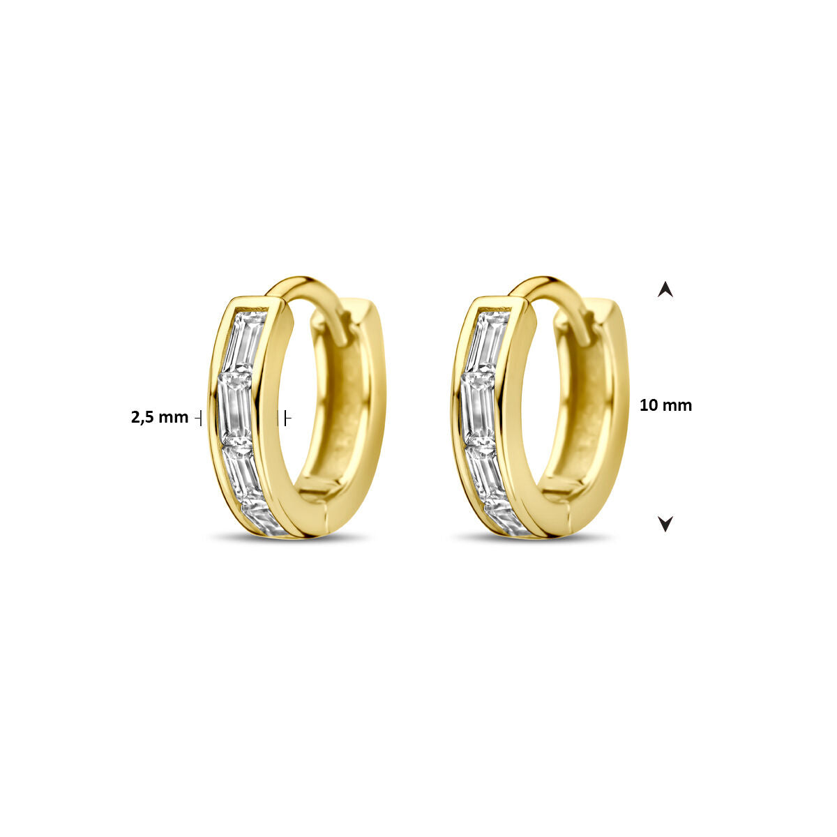 aros de zircón 10 mm 1 micrón plata chapado en oro amarillo