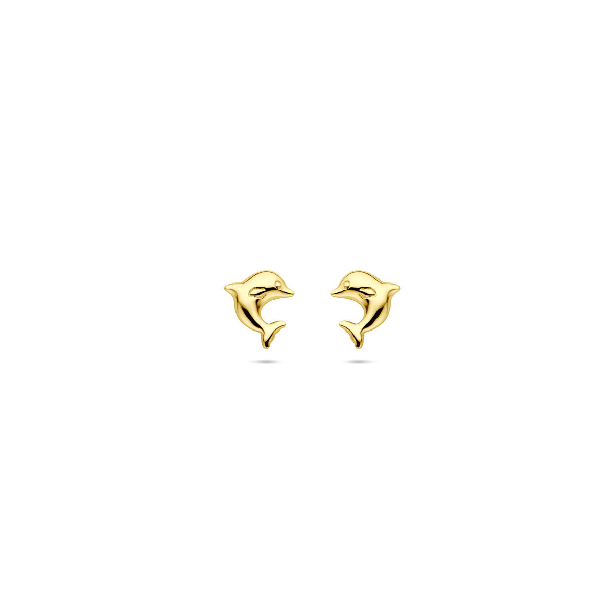 Pendientes de delfín de 7 mm en oro amarillo de 14 quilates.