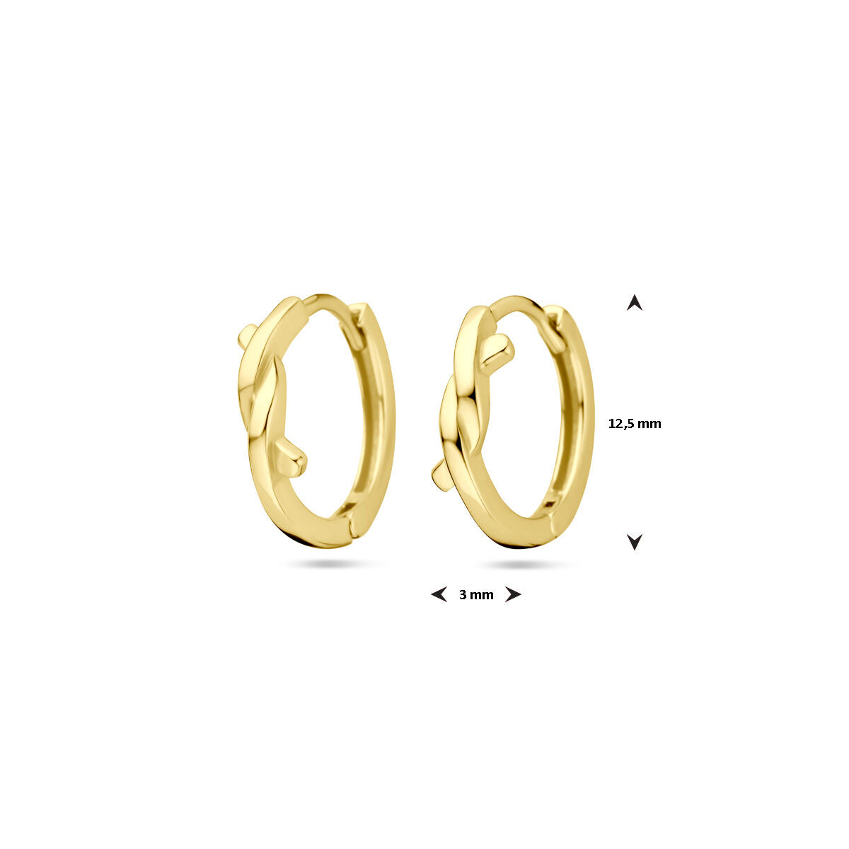 aros 12,5 mm 1 micrón plata chapado en oro amarillo