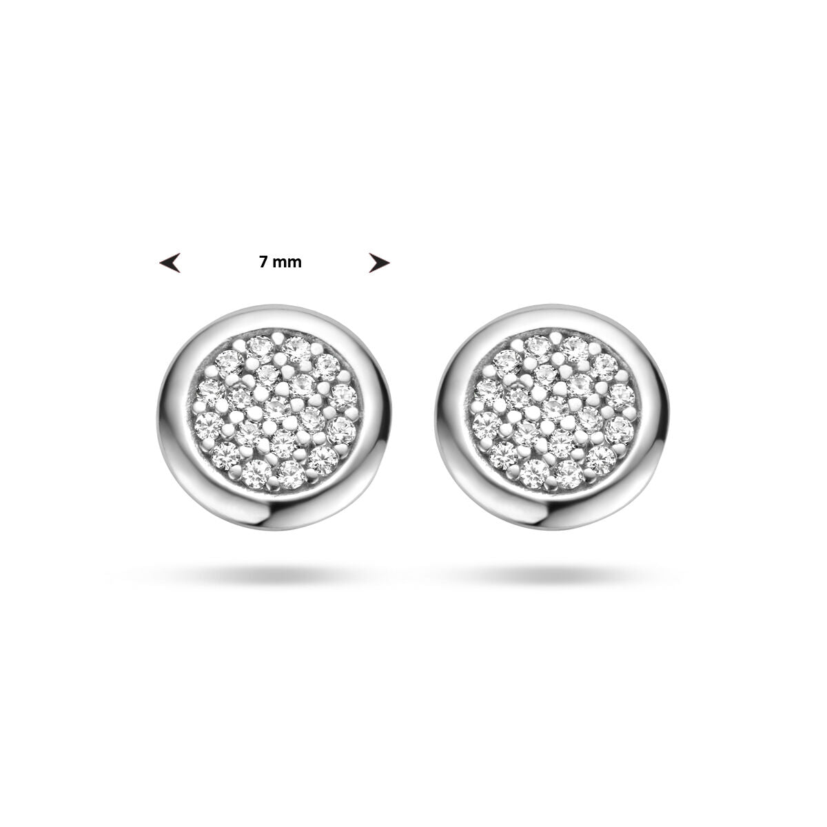 pendientes de botón circonita plata rodiado