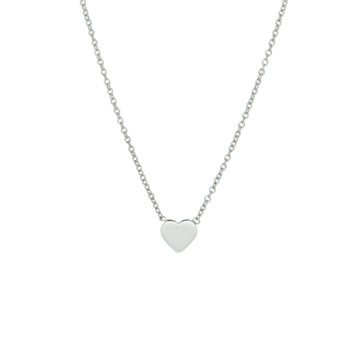 Collar de plata rhodium con un colgante en forma de corazón.