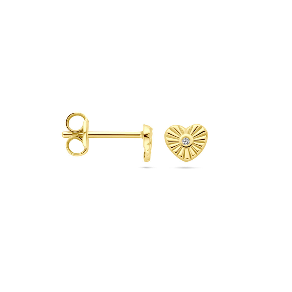 pendientes de botón corazón circonita 4,5 mm 14K oro amarillo