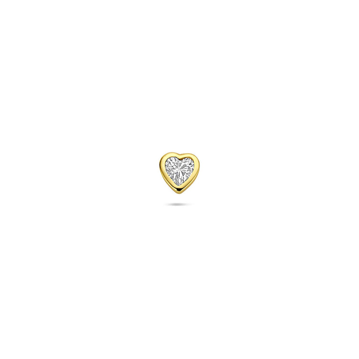Verguld 925 zilveren flat back piercing met hartvormige zirkonia