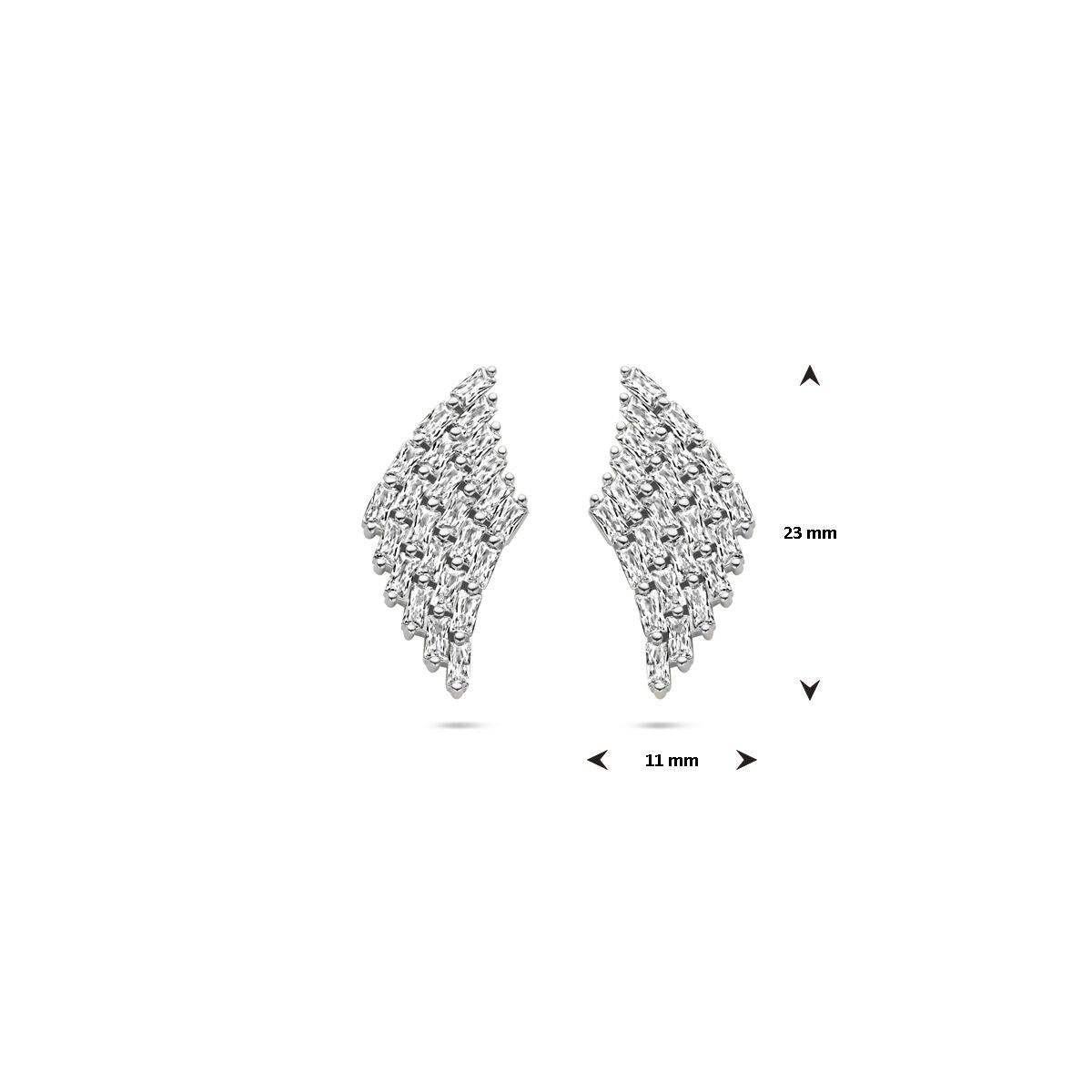 pendientes de botón zirconia 23 mm plata rodiada