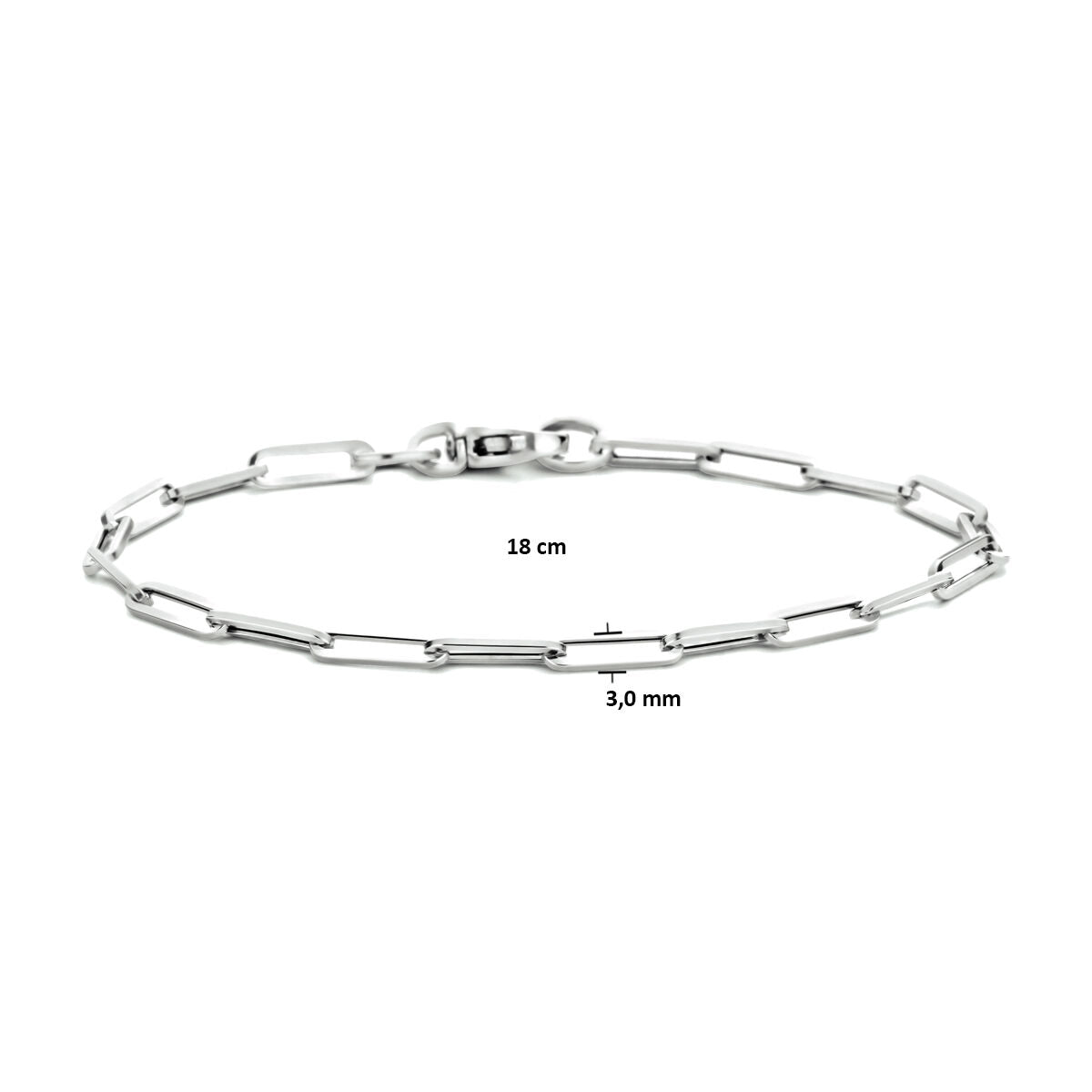 Pulsera de mujer de oro tipo paperclip tubo cuadrado 14K oro blanco