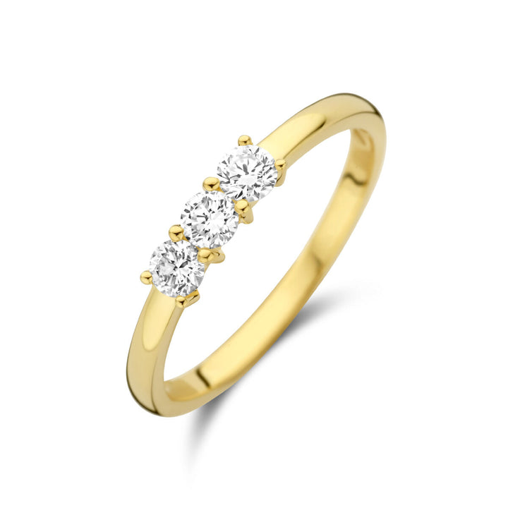 ring trilogie diamant 0.30ct h si 14K geelgoud