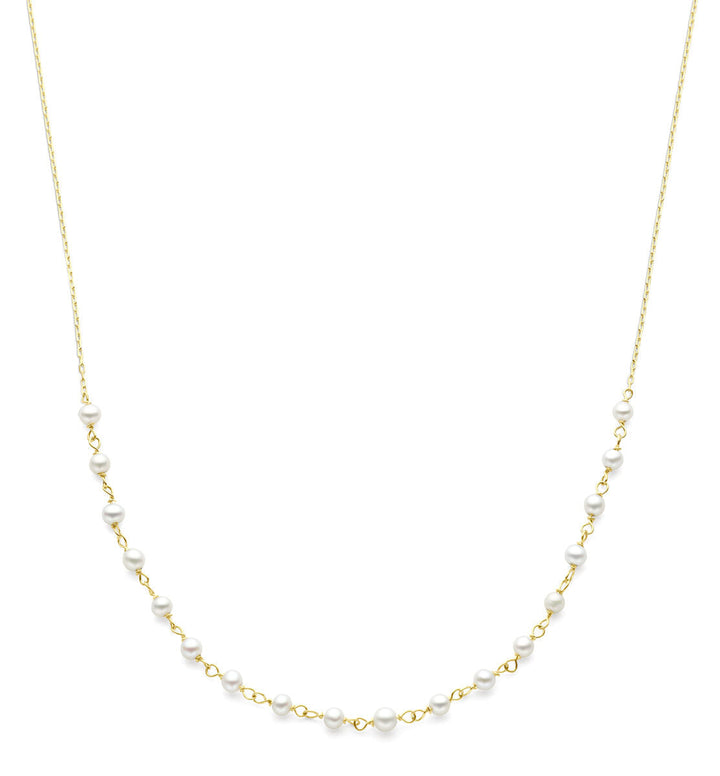 Gouden dames ketting parels 14K