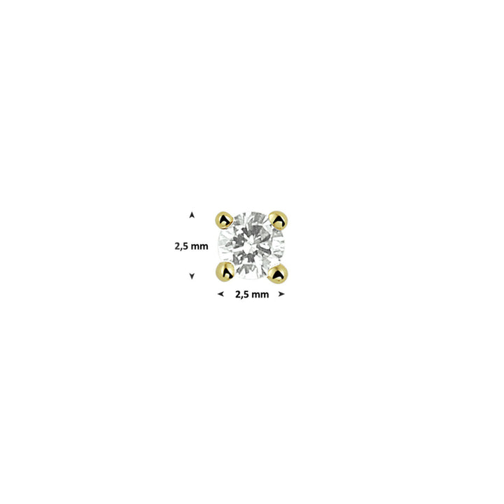 oorknop diamant 0.05ct h si per stuk 14K geelgoud