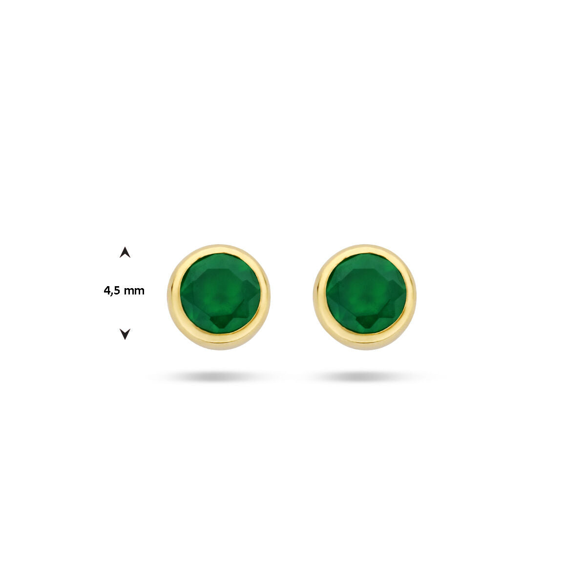 pendientes de botón de ágata verde en oro amarillo de 14K