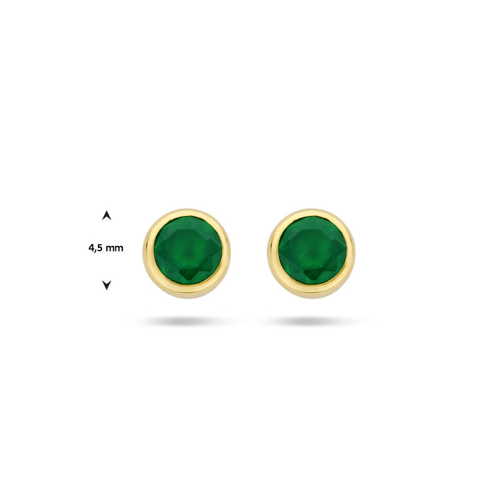 oorknoppen groen agaat 14K geelgoud