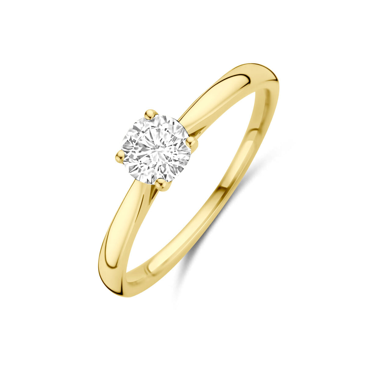 Anillo de dama en oro amarillo de 14k con diamante lab-grown de 0.50ct.