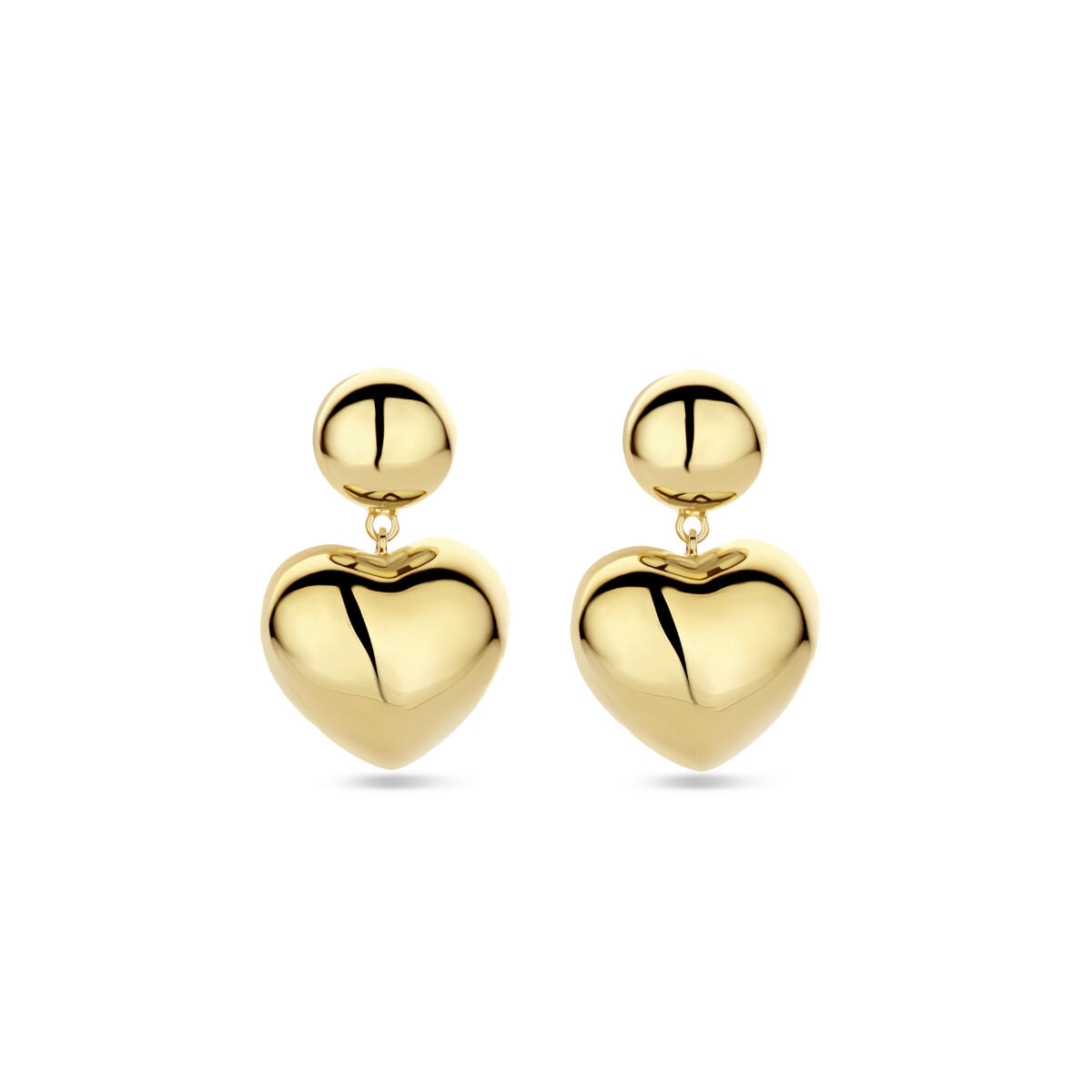 pendientes corazón 32 mm 1 micron plata chapado en oro amarillo