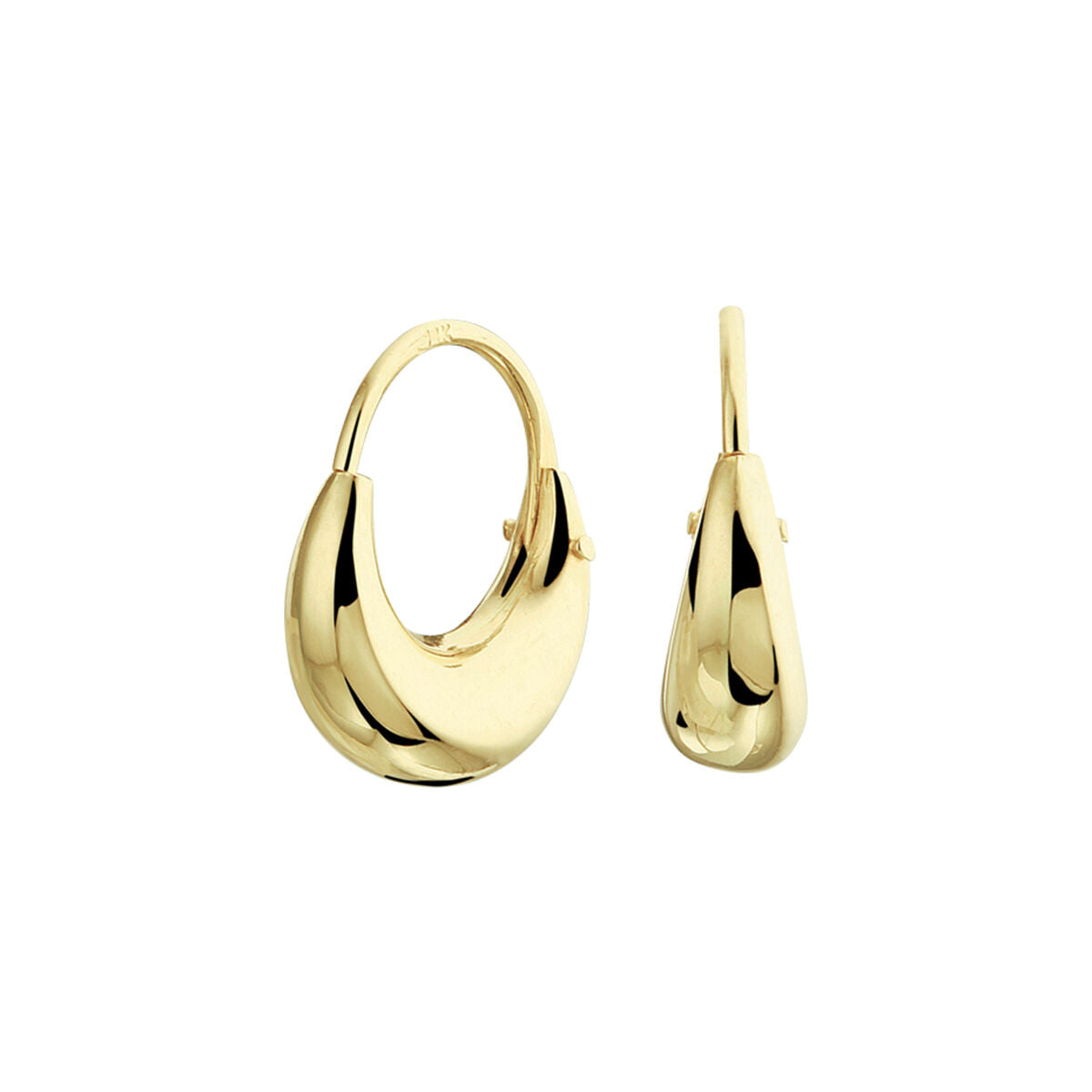 Aros de oro amarillo de 14 quilates con un diseño curvado y pulido.
