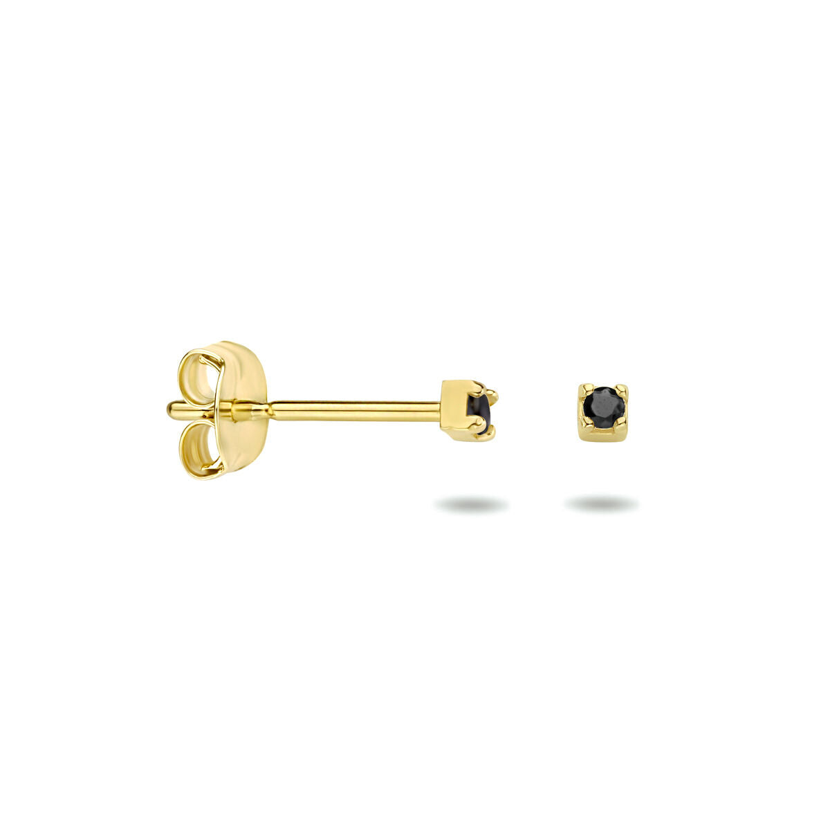 pendientes de botón negro circonita 14K oro amarillo