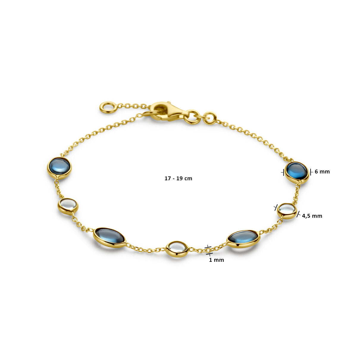 Pulsera de mujer oro con topacio london blue y topacio azul 14K
