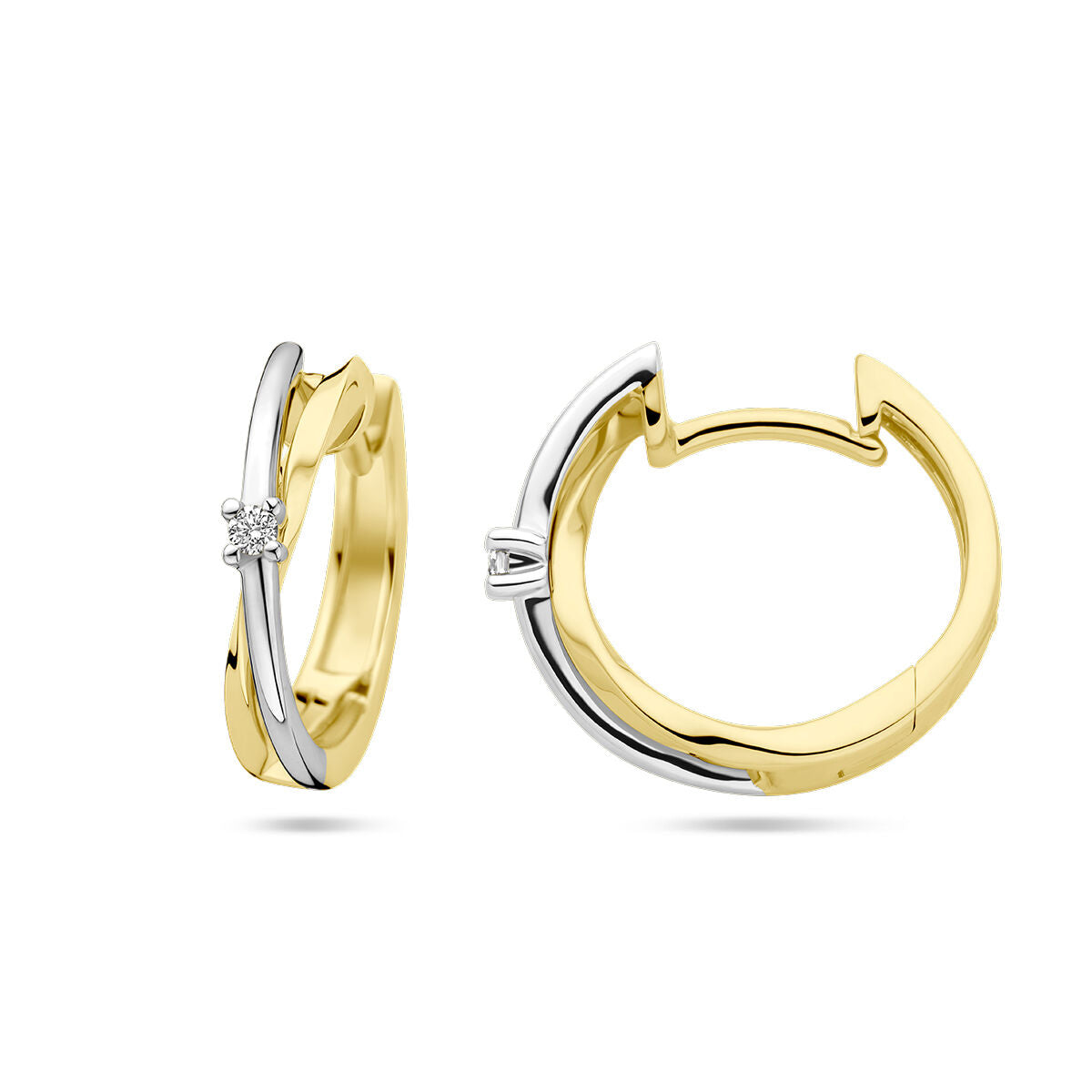 aros de diamante 0.03ct (2x 0.015ct) h si oro bicolor amarillo/blanco 14K