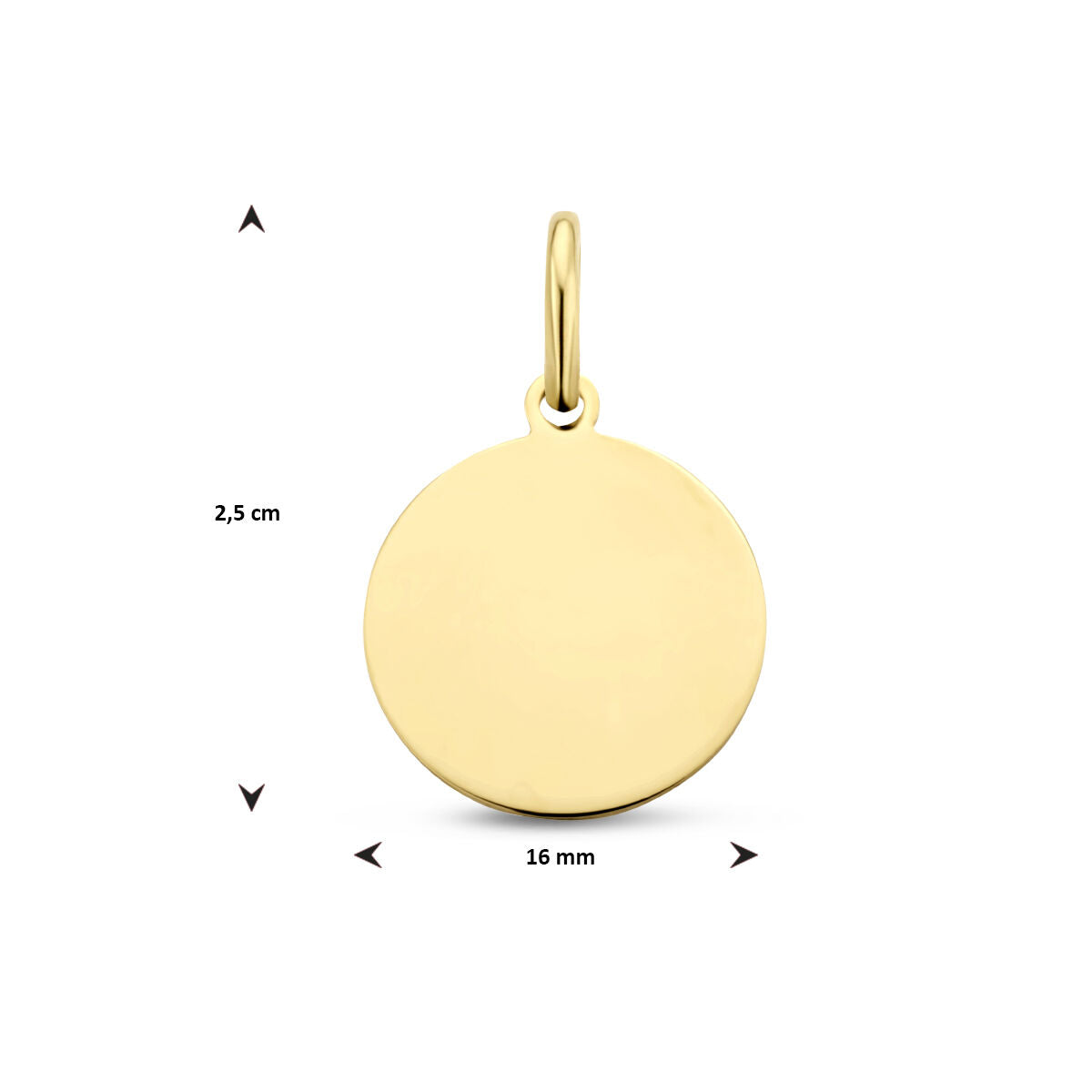 colgante redondo en oro amarillo de 14K