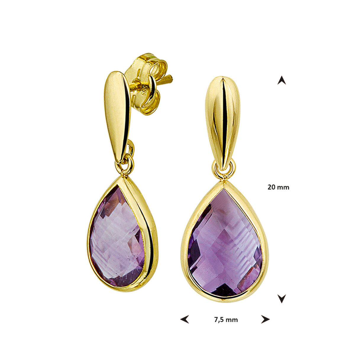 pendientes de amatista 14K oro amarillo