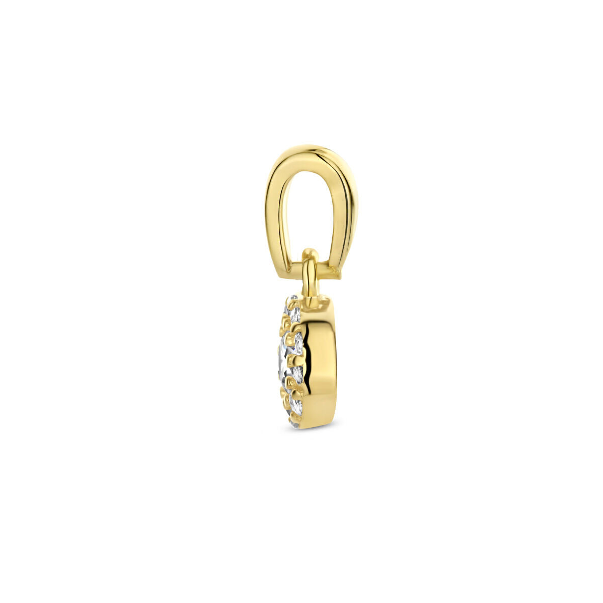 colgante de zirconia halo 14K oro amarillo