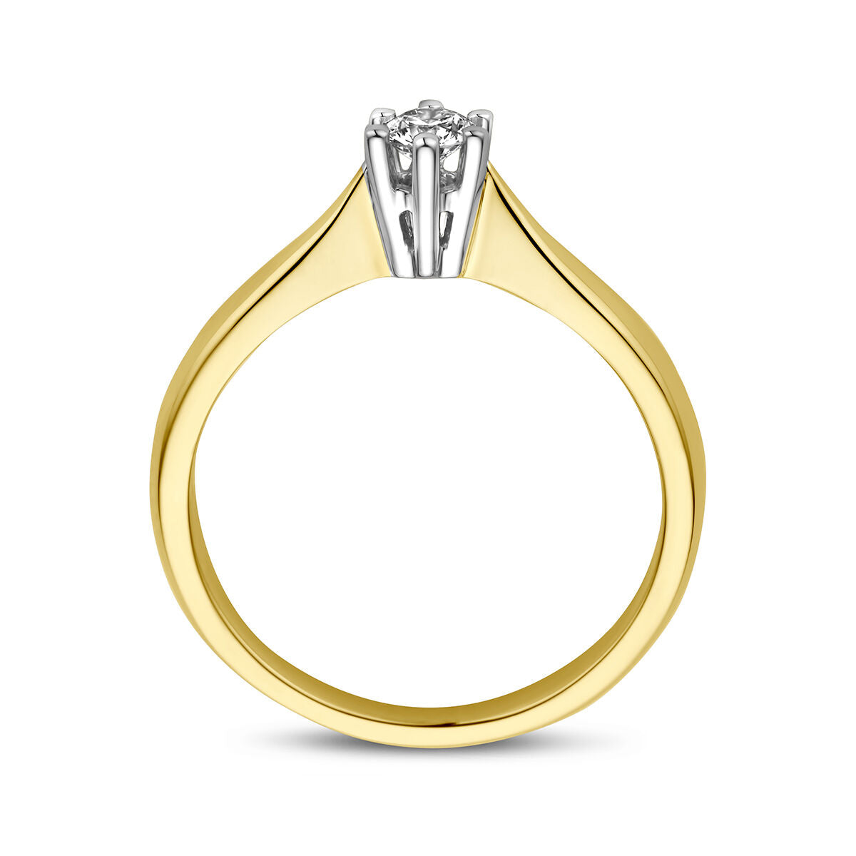 anillo diamante 0.15ct h si 14K oro bicolor amarillo/blanco