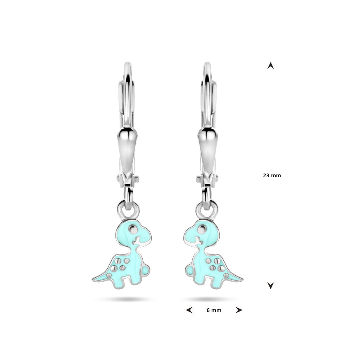 pendientes dino brisur gancho 23 mm plata rodiada