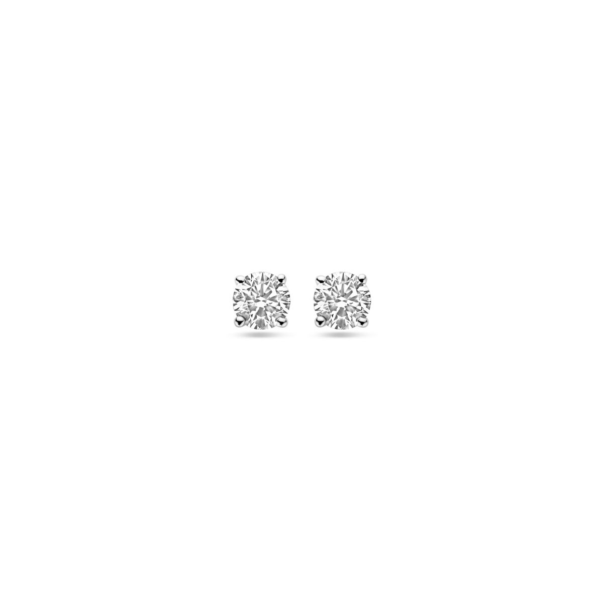 Pendientes de diamante cultivado en laboratorio de 0.5 ct (2x 0.25 ct) en oro blanco de 14K, forma cuadrada de 4 mm.