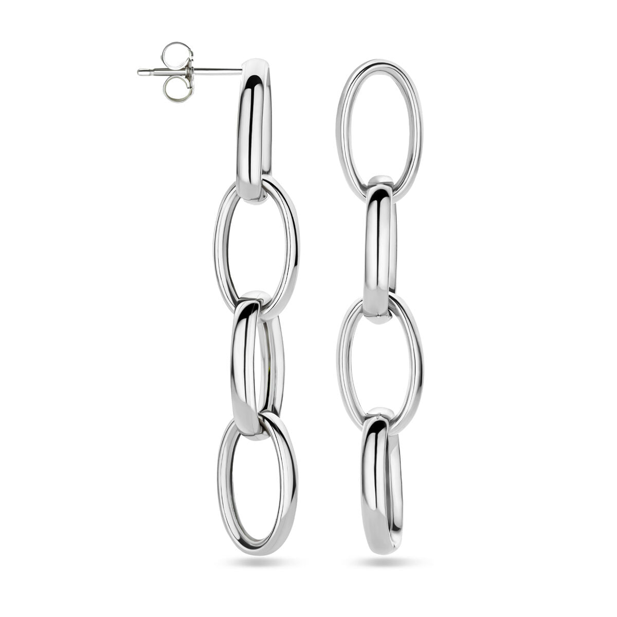 pendientes de cadena 50 mm plata rodiada