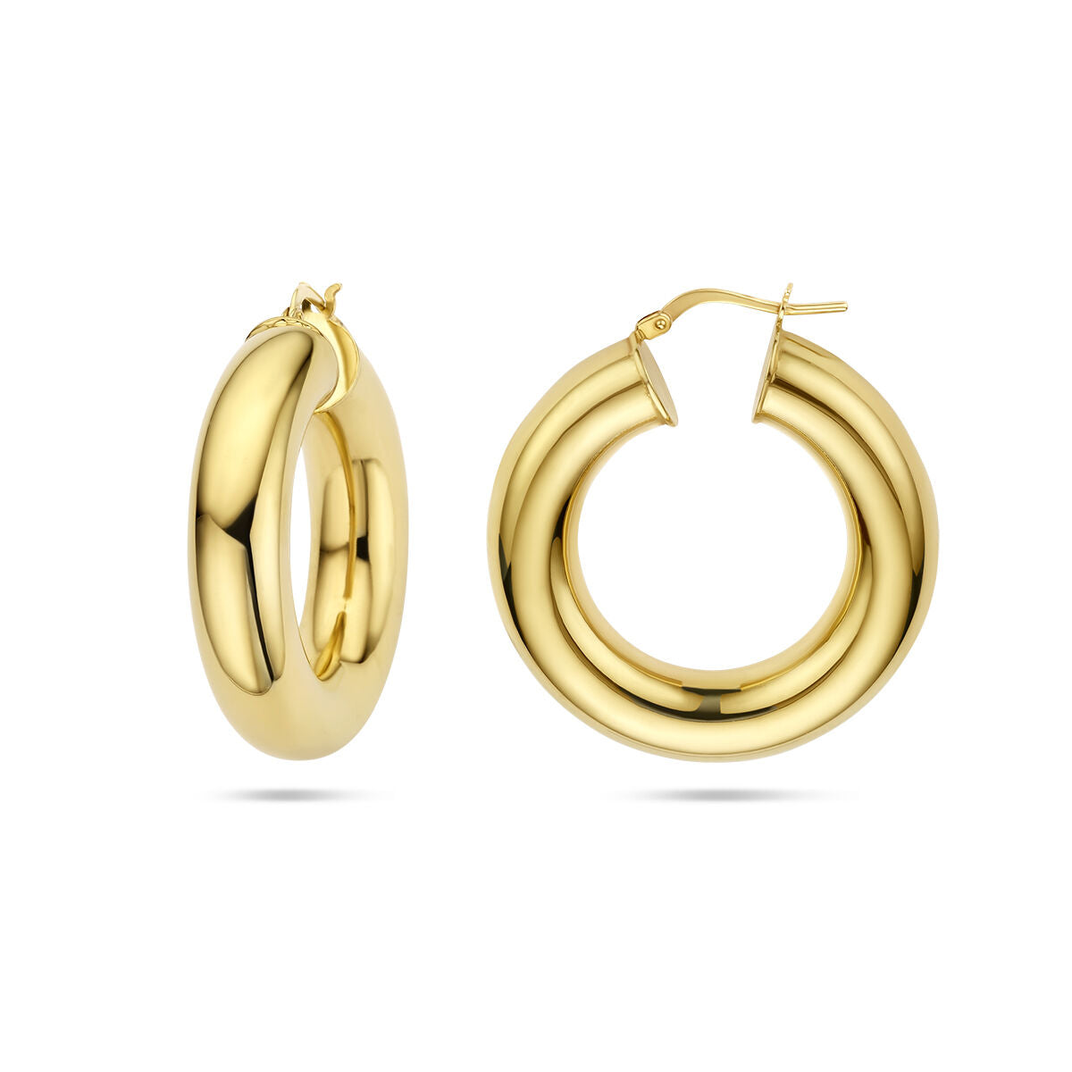 aros 8,5 mm tubo redondo 1 micrón plata chapado en oro amarillo