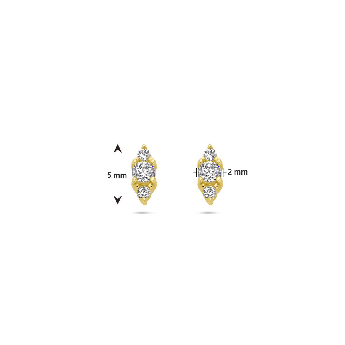 pendientes de botón de zircón oro amarillo 14K