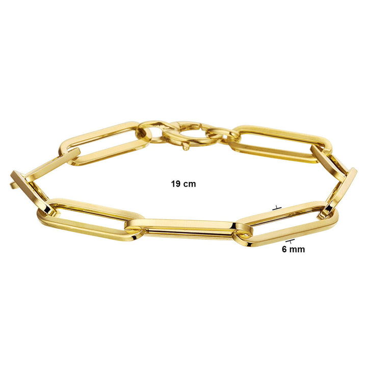 Gouden armband dames paperclip vierkante buis 14K
