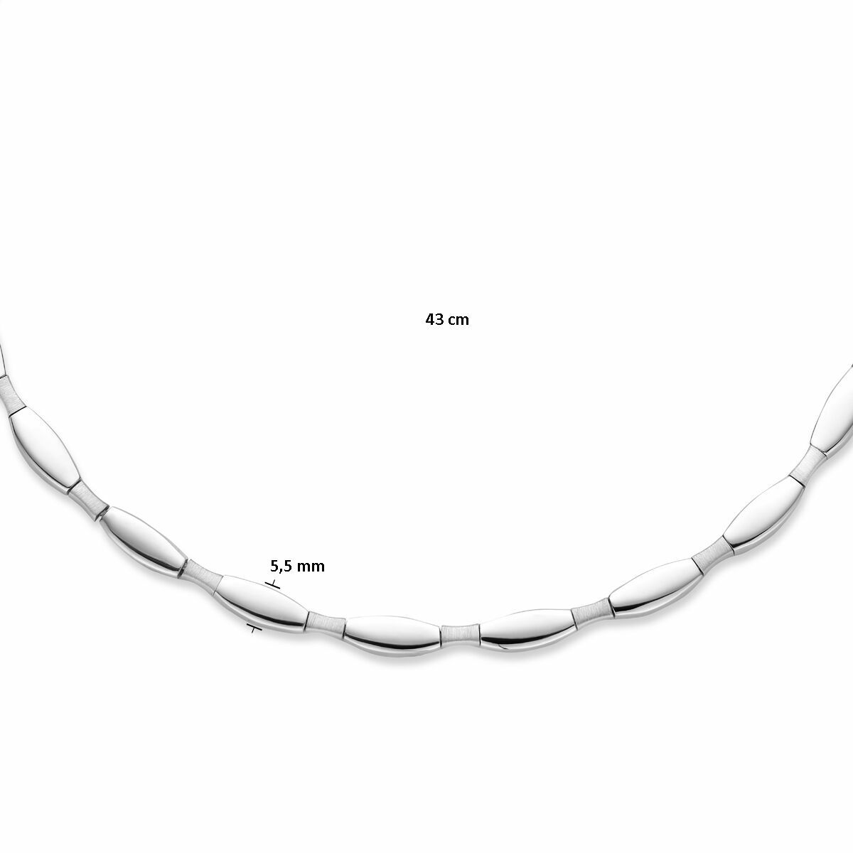 collar choker 5,5 mm 43 cm poli/mate plata rodiado