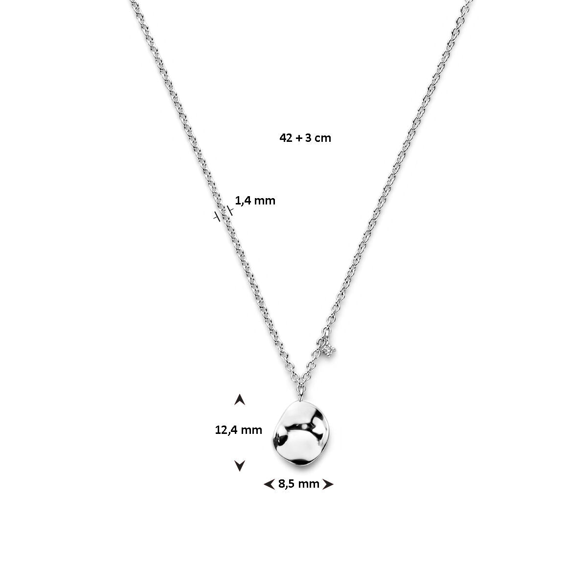 collar diamante 0.02ct j p1 42 + 3 cm plata rodiado