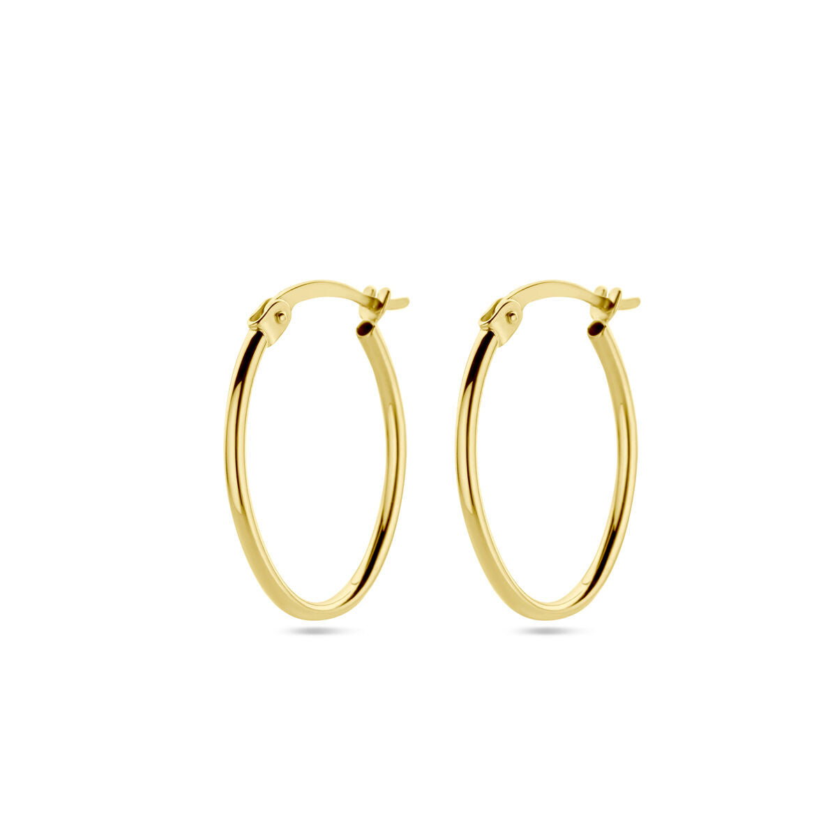 Aros de 14K en oro amarillo, con un grosor de 1,6 mm y forma redonda.