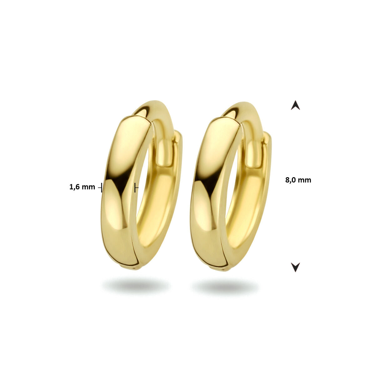 aros 1.6 x 8 mm 14K oro amarillo