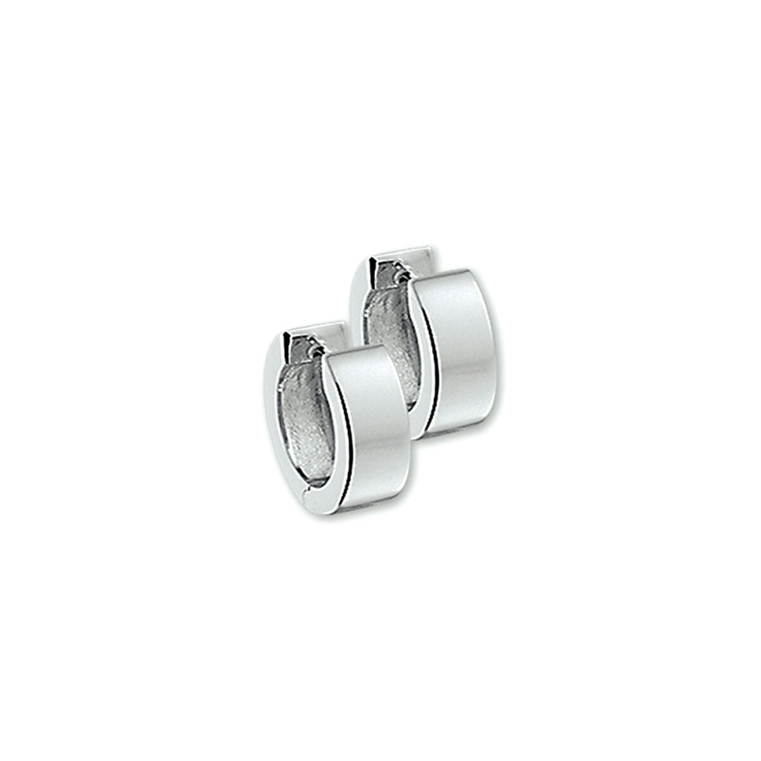 Pendientes de aro planos de plata rodiada.