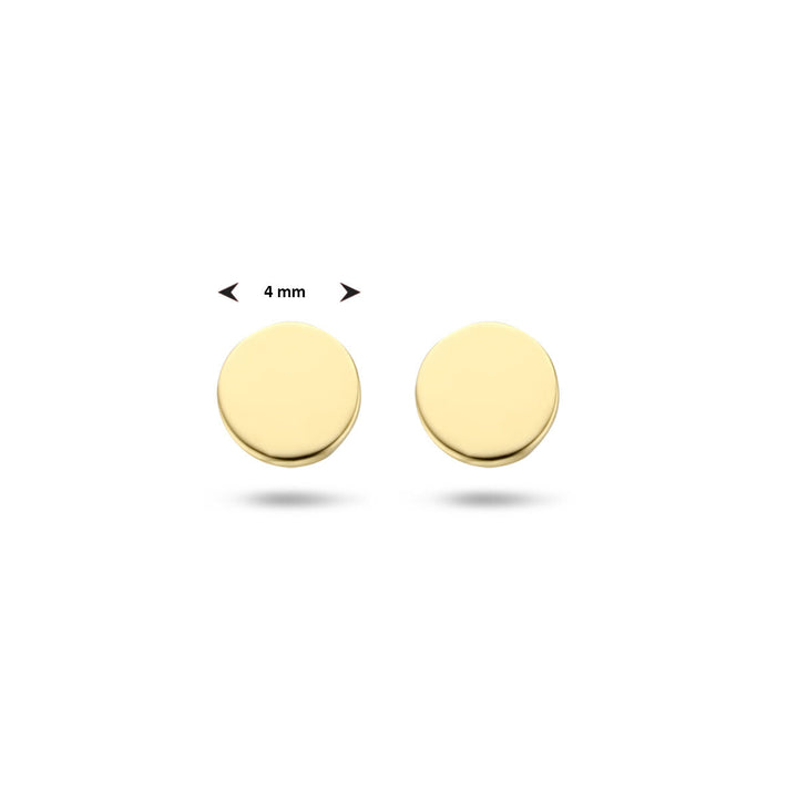 pendientes de botón redondos en oro amarillo de 14K